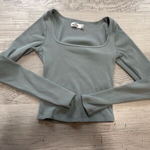 Women's Hollister Ribbed Long Sleeve Top - Green Gray